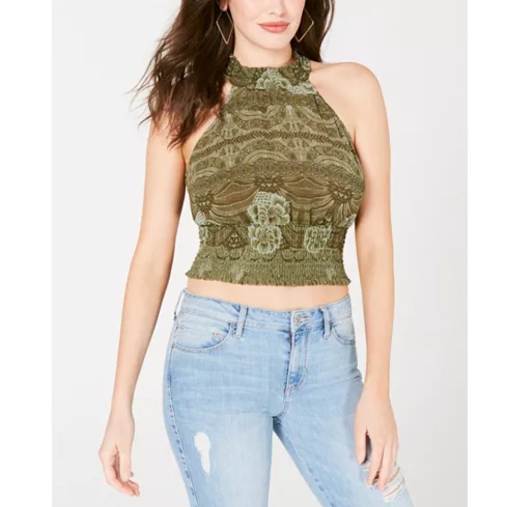 NWT Guess Jadie Smocked Crop Top, S